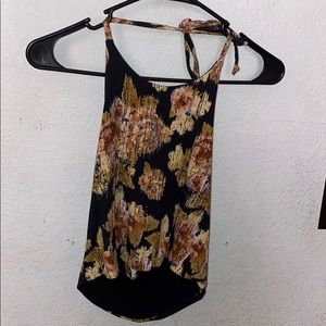 Thrifted floral cropped halter top